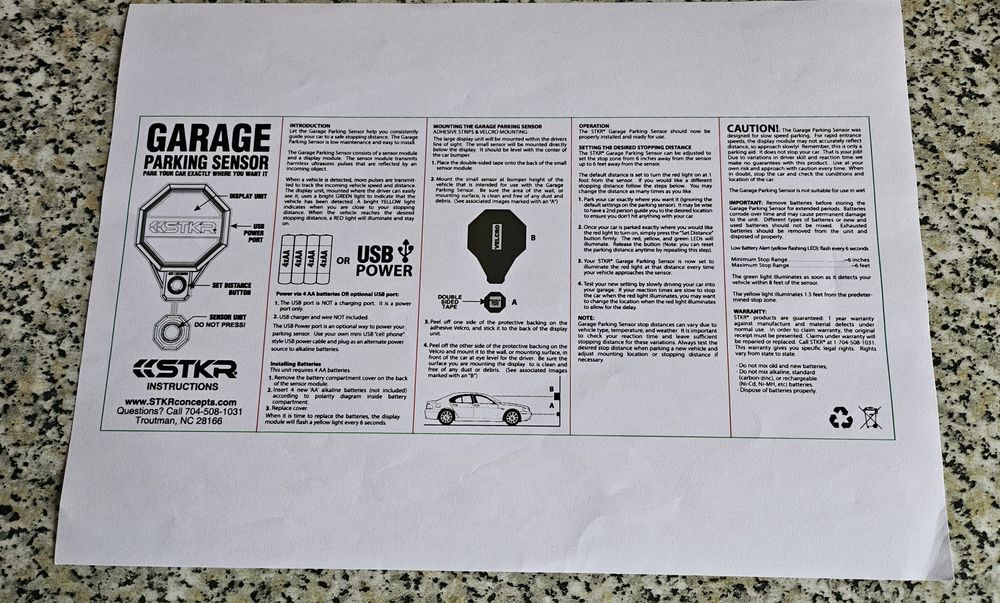 Sensor de estacionamento para garagem