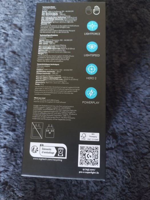 Mysz gamingowa Logitech g pro x superlight 2c biała