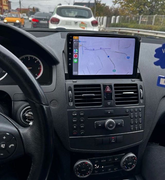 Rádio 2 DIN 9" Mercedes Classe C (W204) • Android C200 C220 (4+64 GB) + Carplay e android auto
