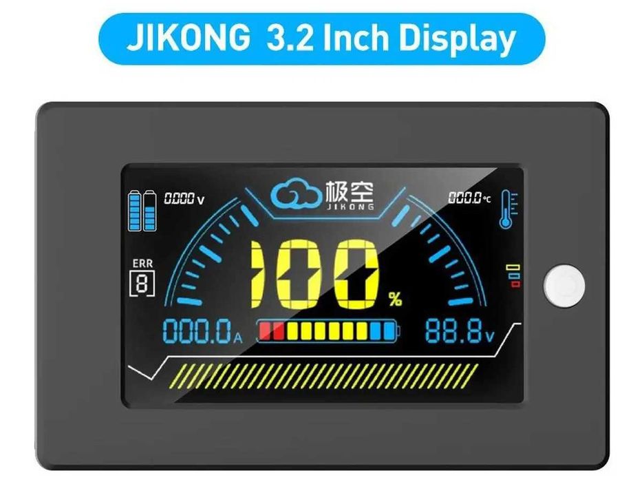 JK BMS + Екран 3.2" JK-B2A8S30P-HCR 300A 4S-8S 12-24v Heat RS485 CAN