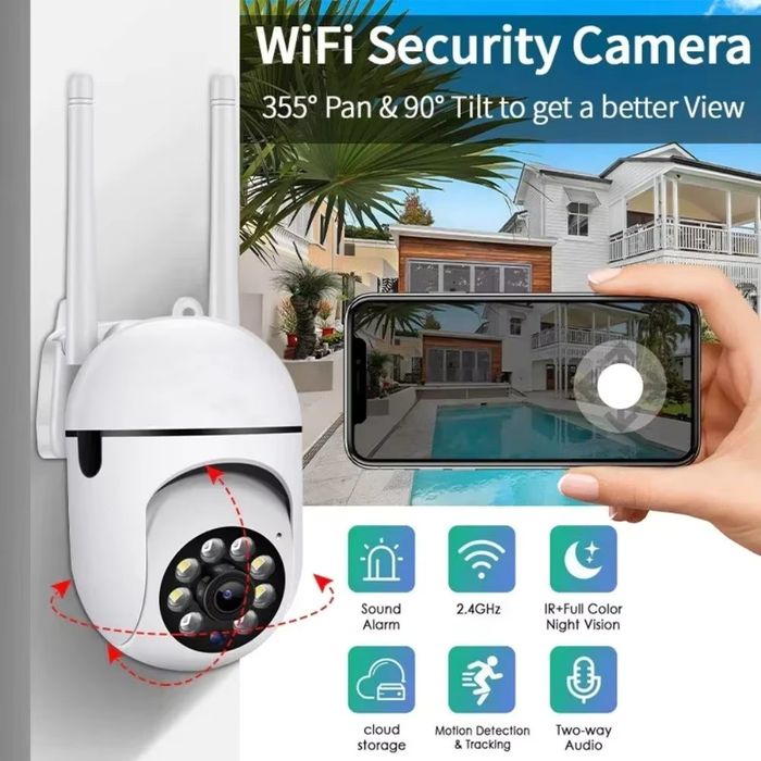 Câmara de vigilância de segurança sem fio, wi-fi, ambiente externo.