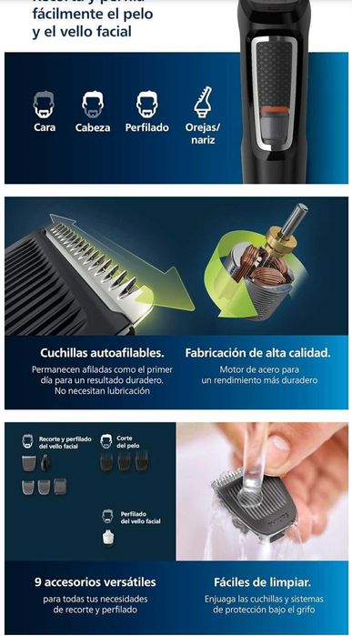 Philips Trimmer Series 3000 – 9 em 1 (barba, corpo, nariz e cabelo) - Nova
