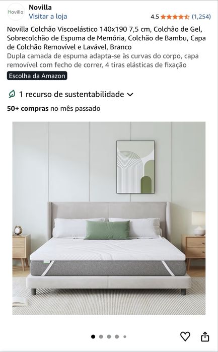 Sobre Colchão 140cm por 190cm - Novo