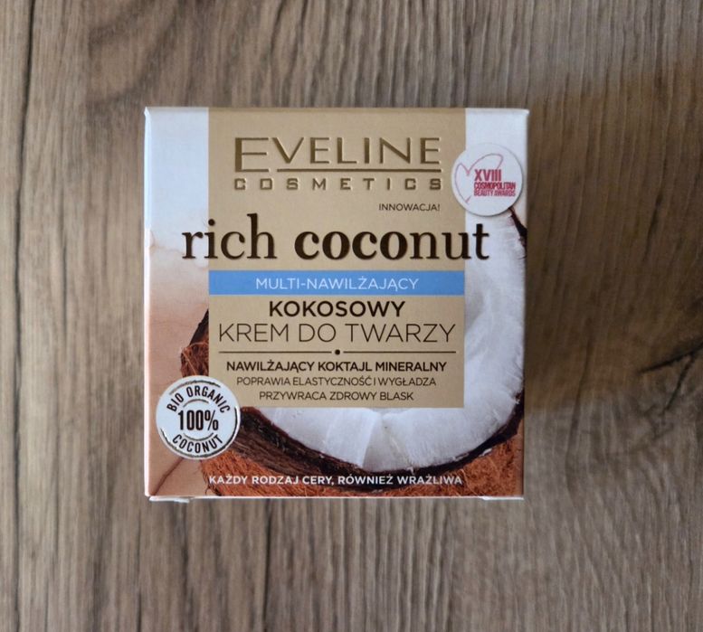 Krem Eveline Rich Coconut multi-nawilżający kokosowy krem do twarzy 50ml