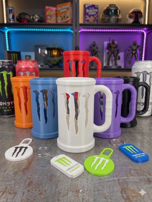 Kit Gamer Monster Energy - Caneca 3D + Porta-chaves