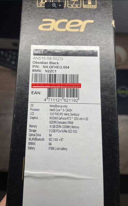 Ноутбук Acer Nitro 5 (AN515-58-55ZG) не працюючий\розборка