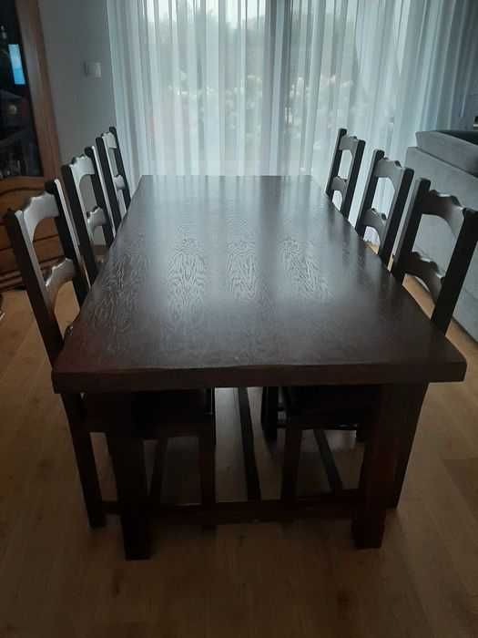 Stół dębowy ciemny brąz bez krzeseł