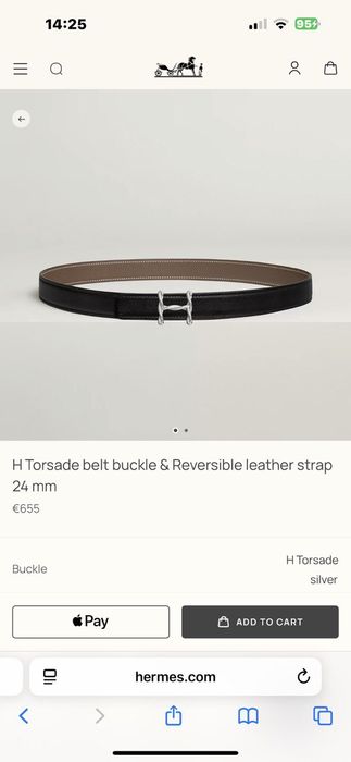 H Torsade belt buckle & Reversible leather strap 24 mm