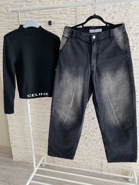 Bershka j nowe dżinsy szersza nogawka - wyższy stan M-L