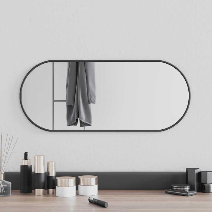 Vidaxl Lustro Ścienne, Czarne, 60X25 Cm, Owalne
