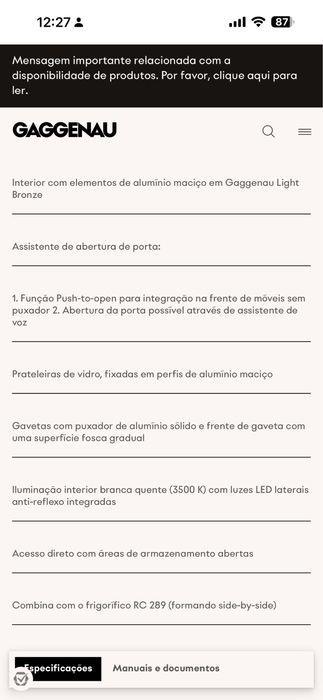 Arca Vertical Gaggenau Serie 200 congelador Vario 177.2 x 55.8 cm