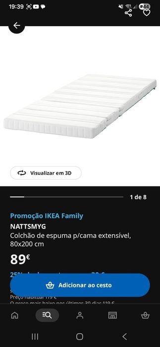 Cama extensível ikea nova. Colchão ainda ensacado