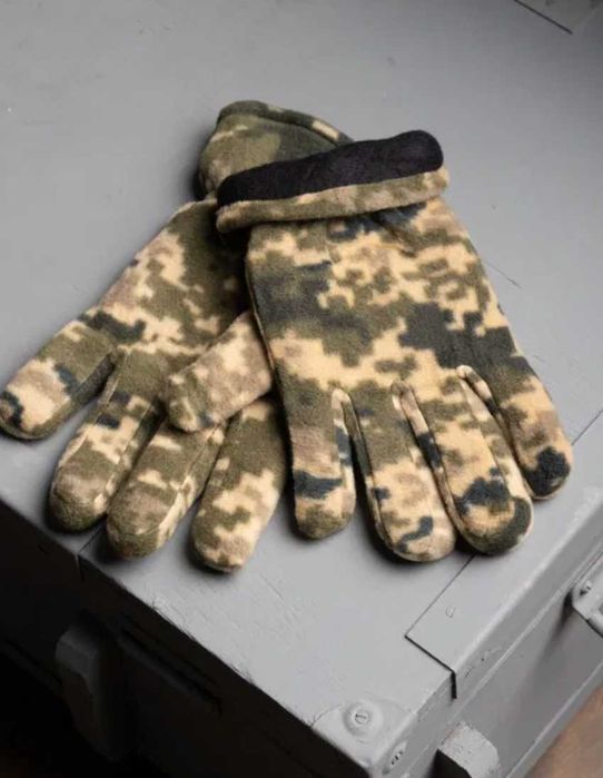 Зимові флісові рукавиці олива двошарові теплі перчатки тактичні фліс