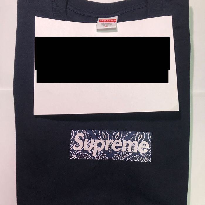 Оригинальная Supreme Bandana Box Logo Tee Navy Футболка Синяя