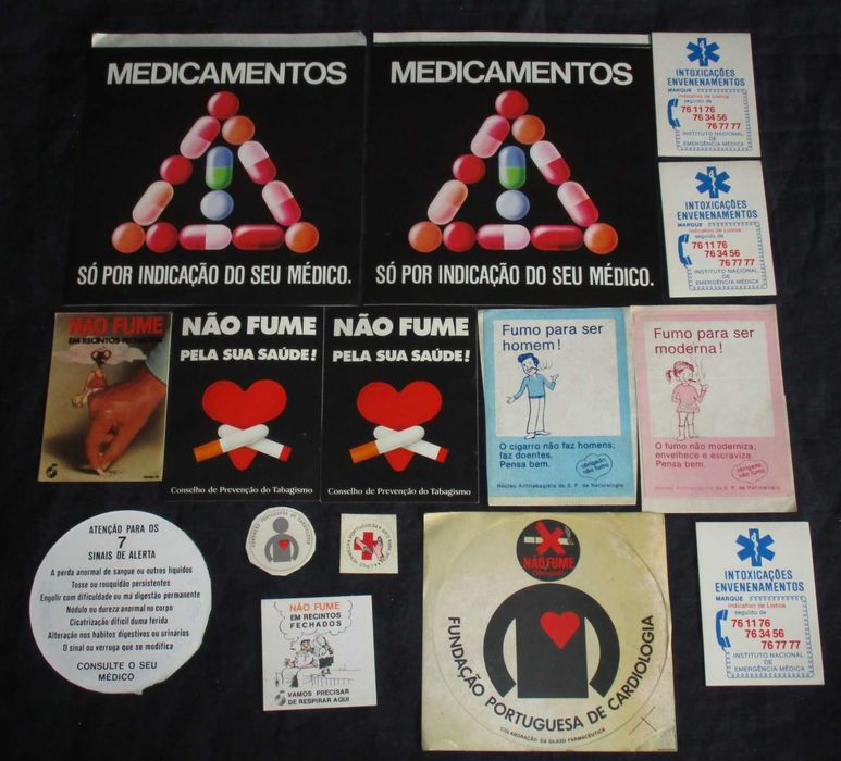 Autocolantes antigos Medicamentos Fumar Cardiologia Cruz Vermelha