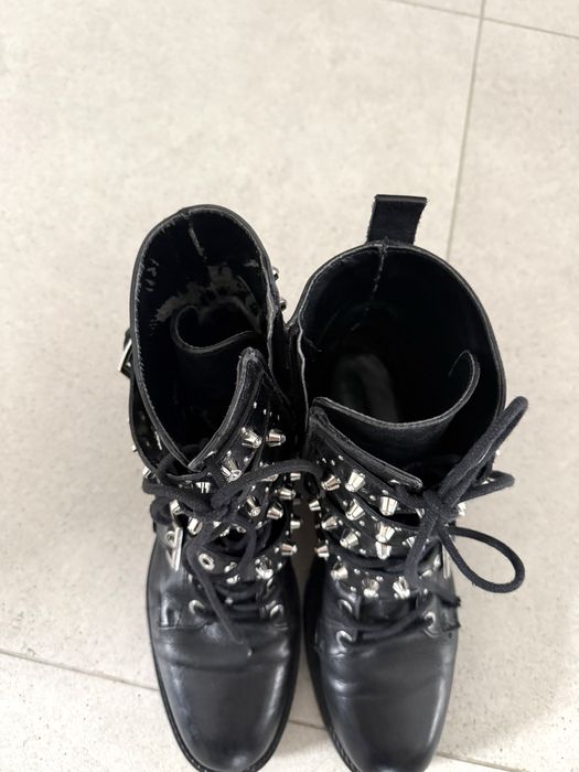 Botki Zara boots workery skórzane skóra naturalna ćwieki 37