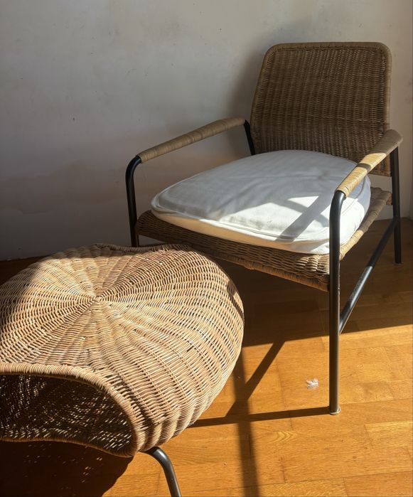 Komplet 2 foteli + stolik kawowy | rattan/wiklina | taras balkon salon