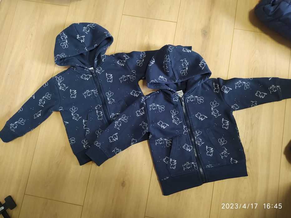 Bluzy z kapturem dla bliźniąt dopo dopo r.74 jak nowe