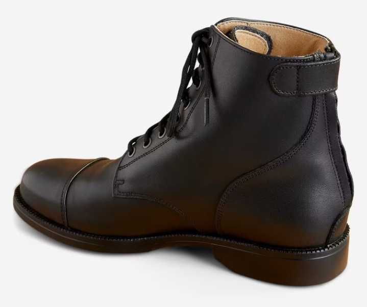 Botins em Couro com Atacadores Equitação Adulto Paddock 560 Preto NOVO