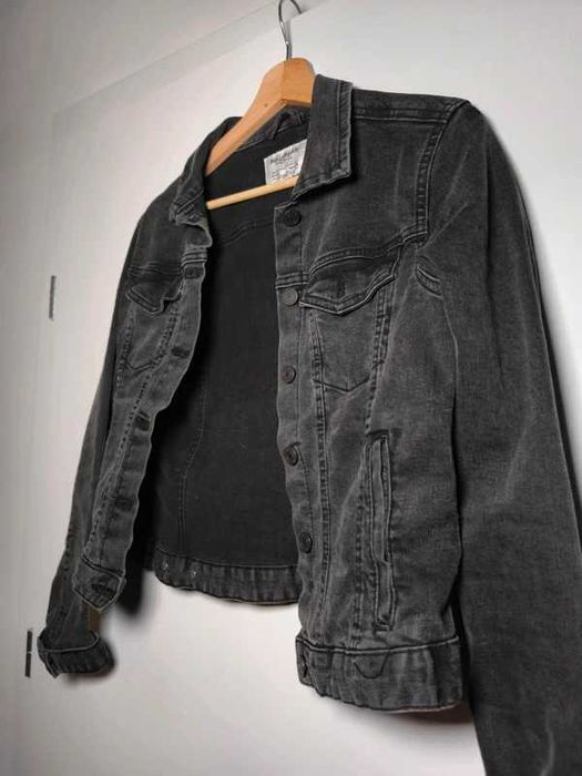Kurtka jeansowa Pull&Bear M czarna grafitowa katana