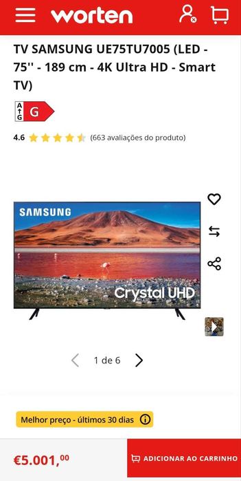 Smart TV Samsung 75 polegadas456526569103042561