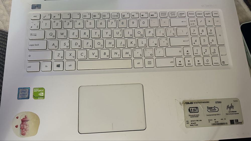 Ноутбук ASUS X756U \i7-7500U\DDR3-12GB\SSD128\HDD2TB\NVIDIA 940MX