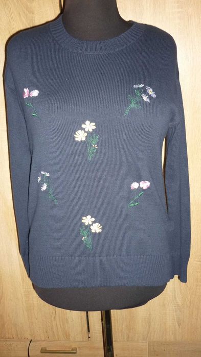 Bonmarche- damski bawełniany sweter z haftem  r; L