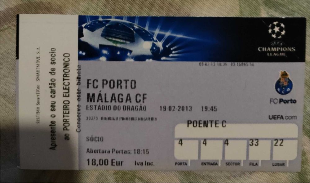 Bilhete de Futebol FC Porto vs MALAGA CF