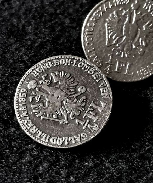 Акцентные пуговицы монеты винтаж 2/4 флорина 1859 год лот 6 штук