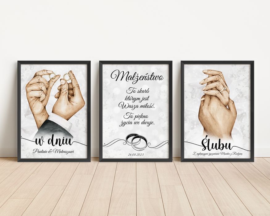 Personalizowany plakat Prezent Ślubny dla Pary Młodej