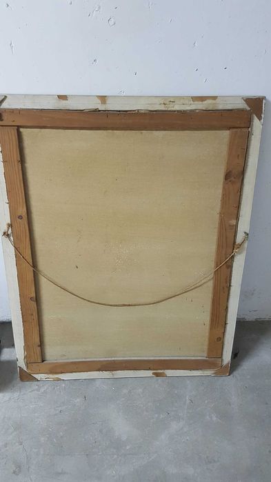 Pintura a oleo em tela assinado com moldura em madeira pintado a mao