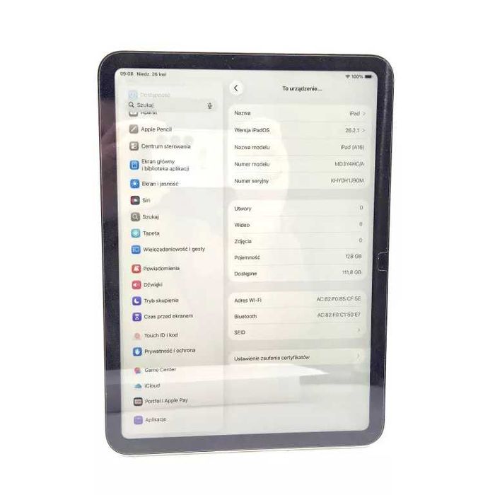Tablet Ipad 11gen. MD3Y4HC/A 128GB 100%