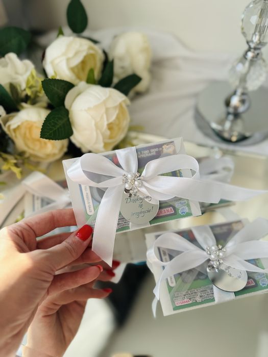 Zdrapka słonik eleganckie podziękowanie dla gości ślub wesele urodziny