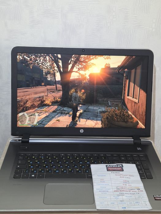 Ноутбук HP Екран 17"FHD-IPS/AMD A10/ssd 128Gb/hdd 640Gb/Radeon R7 -2Gb