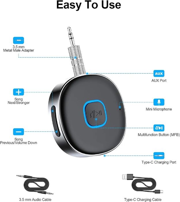 Adapter Bluetooth 5,0 odbiornik Audio AUX J33