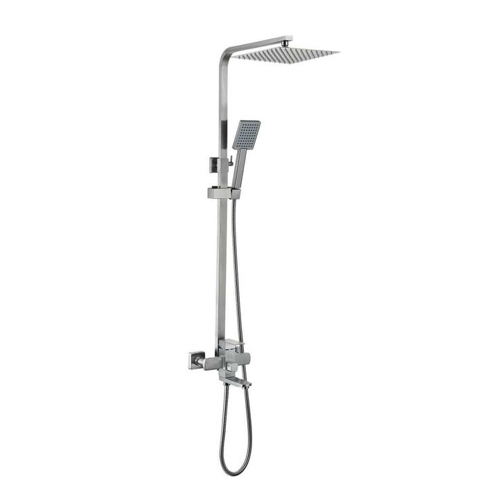 Комплект для ванної кімнати 3в1 Lidz Kubis Nickel + Sora Chrome | Душова система, змішувач та електрична рушникосушарка