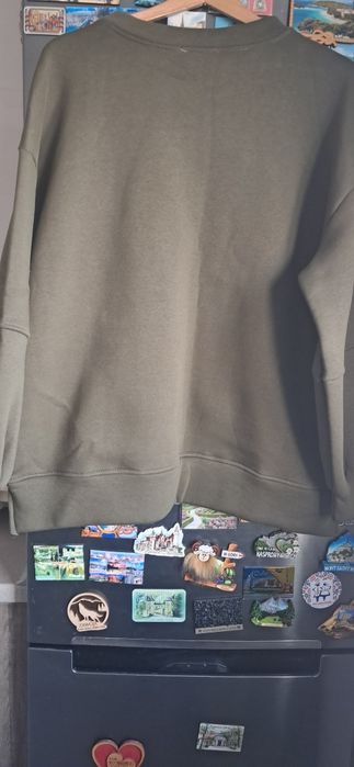 Bluza damska na ocieplinie nowa kolor khaki z nadrukiem biust 130