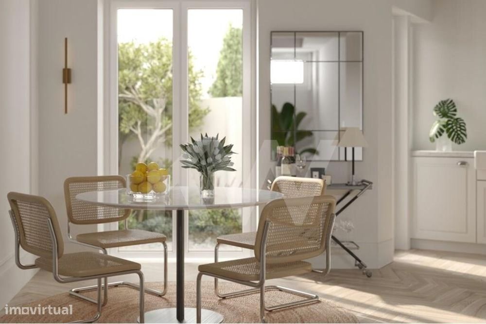 Apartamento T1 com um pátio no elegante empreendimento Vintage Lapa