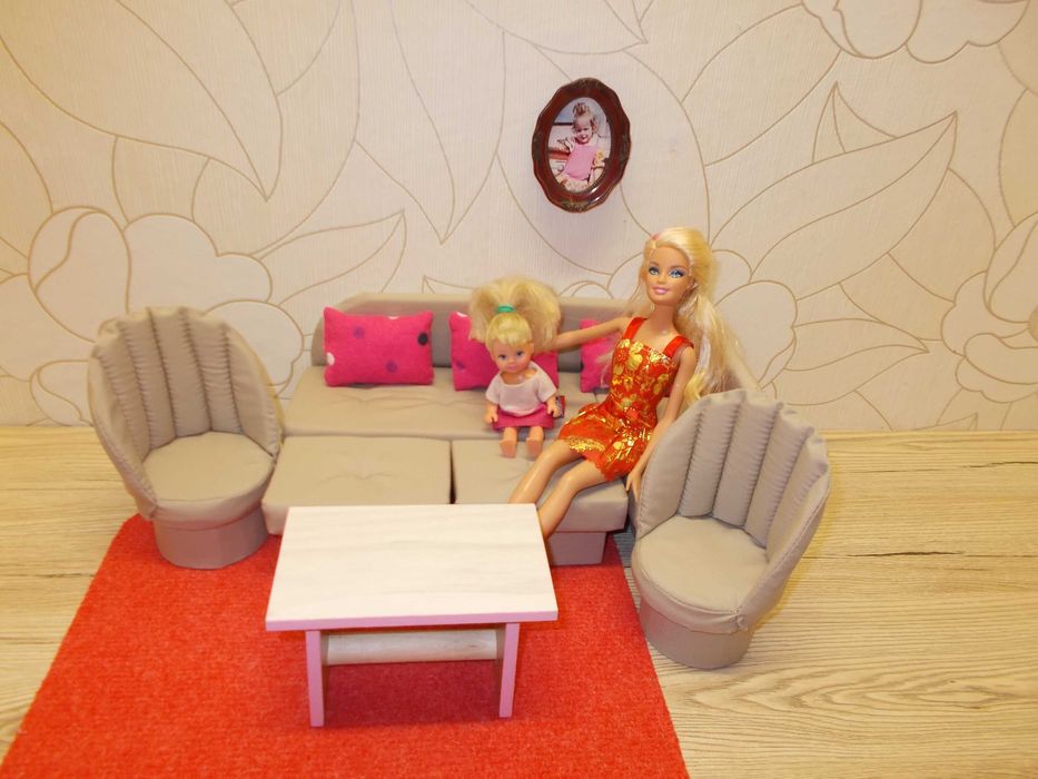 mebelki dla lalek typu barbie kanapa fotele pufy stolik