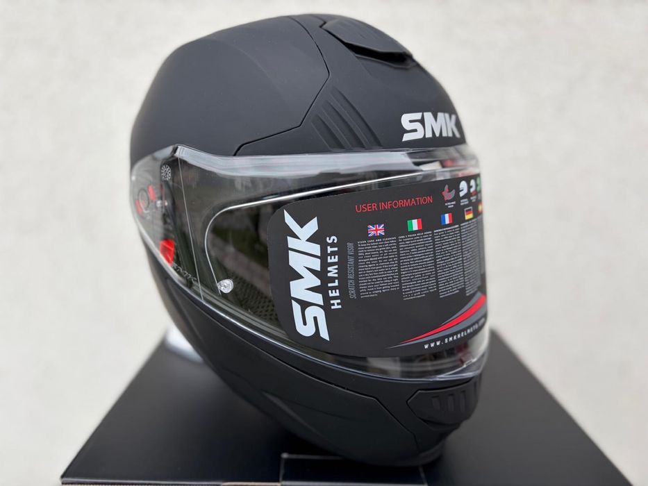 Kask motocyklowy szczekowy SMK Gullwing czarny rozmiar M, Bledna,ECE06