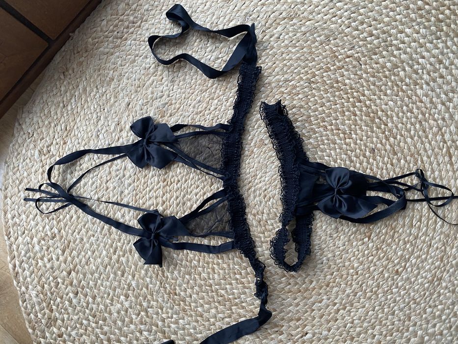 komplet bielizny czarny transparentny