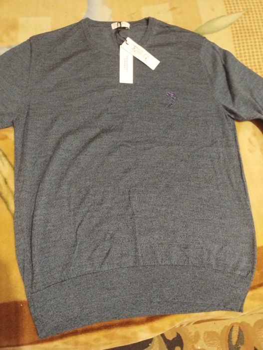 Фірмовий чоловічий светр Versace , темно-синій, оригінал, XXL