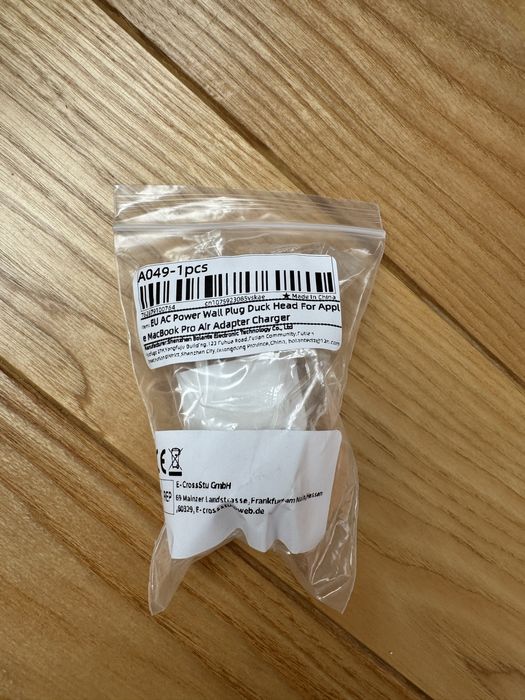 Мережевий євро перехідник-адаптер для зарядного пристрою Apple MacBook