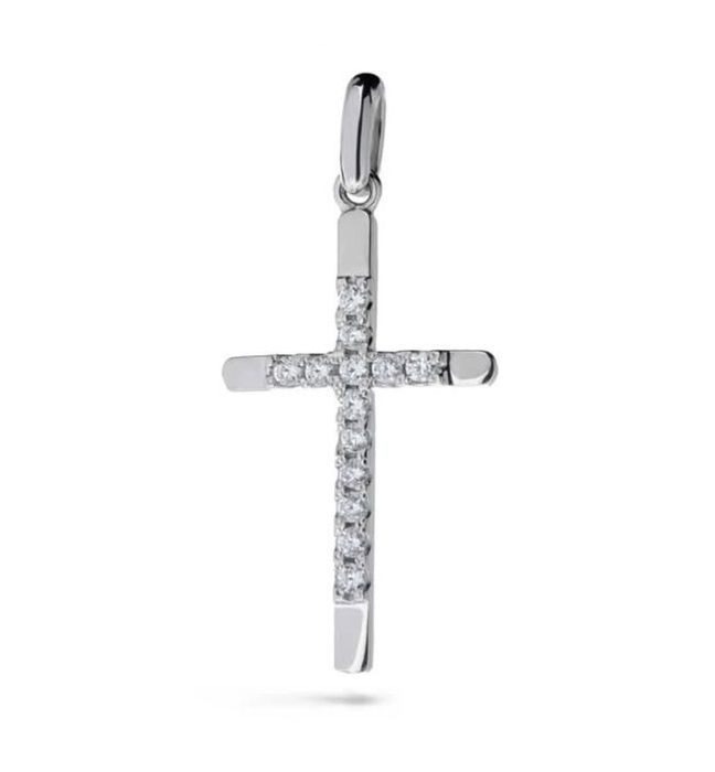 Крестик из белого золота с бриллиантами
