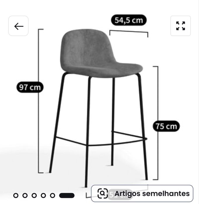 Cadeiras altas de bar em veludo