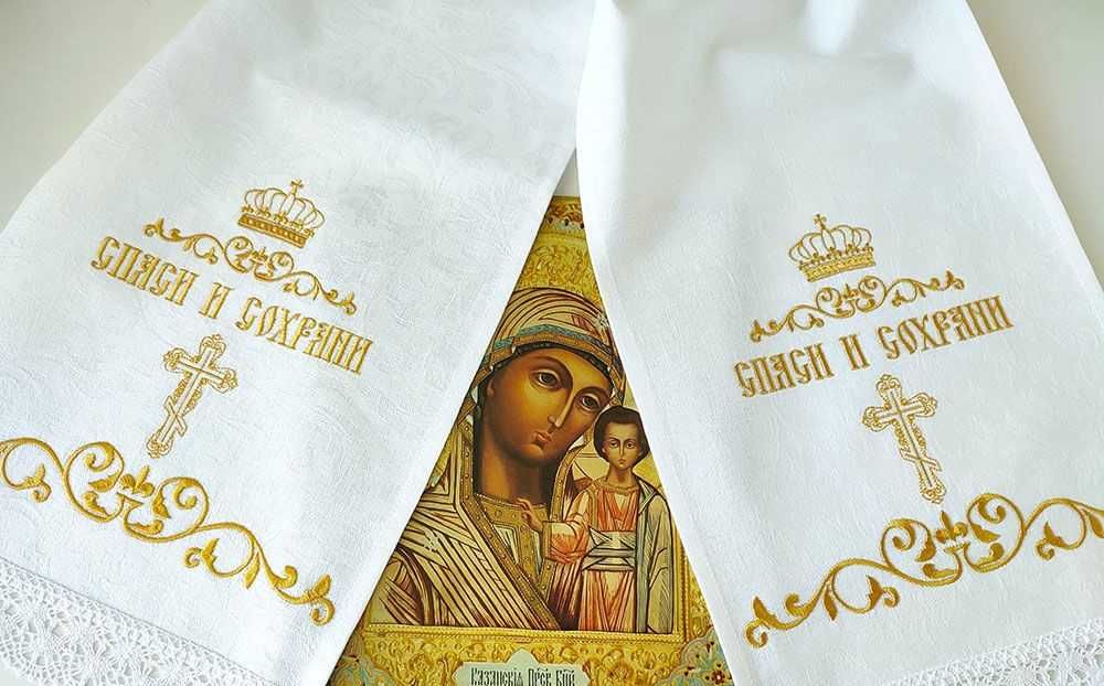 Bieżnik na ikonę, ślub prawosławny, cerkiew.