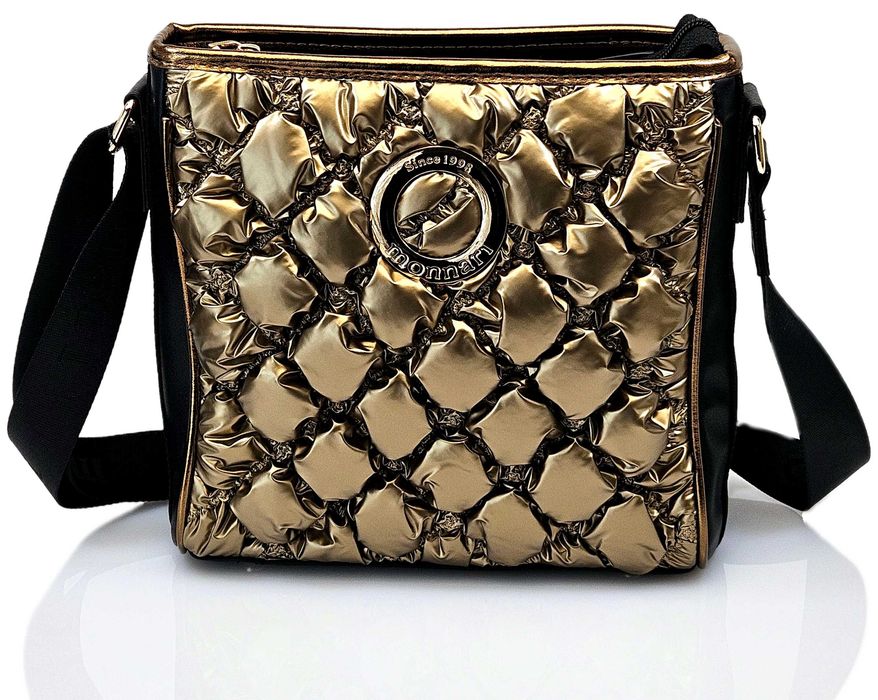 MONNARI Torebka Damska Listonoszka Pikowana Złota Skóra Eko BAG4730