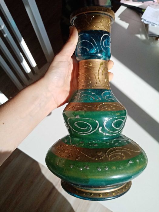 Vaso/Garrafa antiga azul esverdeada