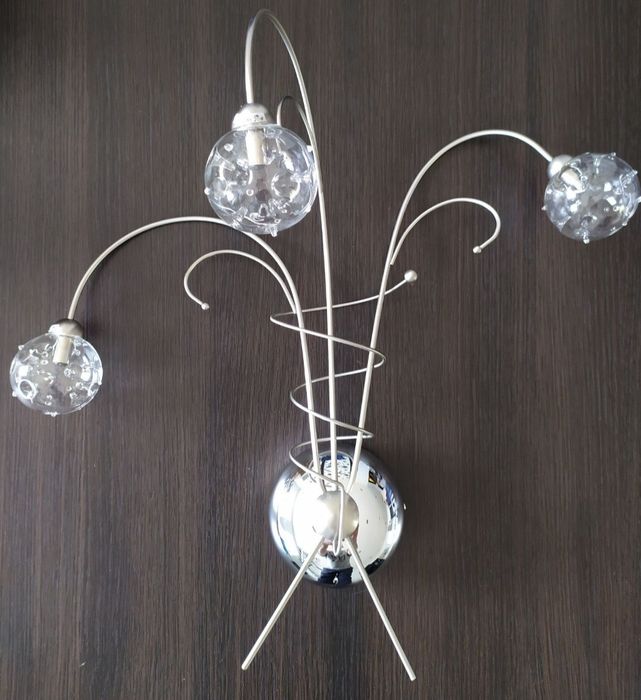 HIT!!! WYPRZEDAŻ Kinkiet srebrny + szklane kule + żarówki LED