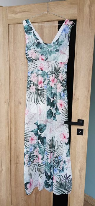 Sukienka maxi kwiaty /liście r. S Szafa Marzeń